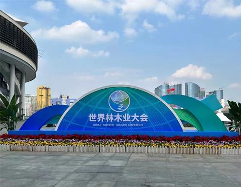丽耐建材亮相第一届世界林木业大会，展示塑木制品